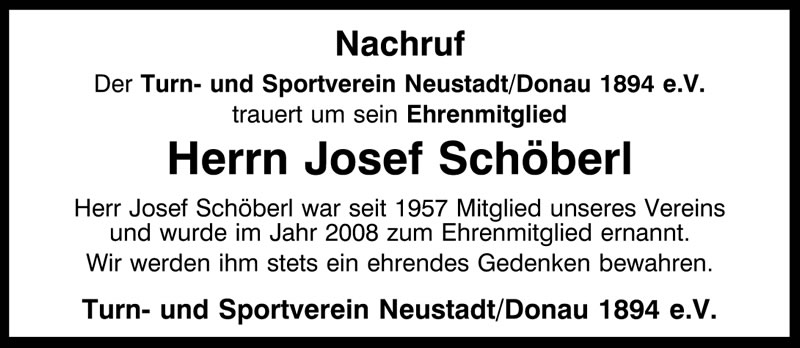 Nachruf Josef Schoeberl